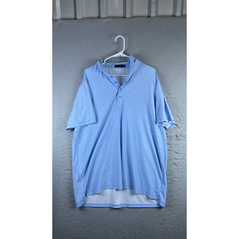 G/FORE Polo Shirt Mens XXL Blue Excellent Floral Print Performance Golf Tee